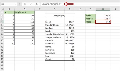 how to calculate mean median mode using excel