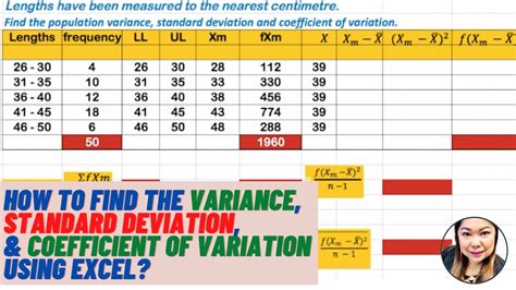 how to calculate mean standard deviation and coefficient of variation in excel