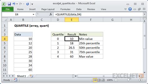 how to calculate median and quartiles in excel