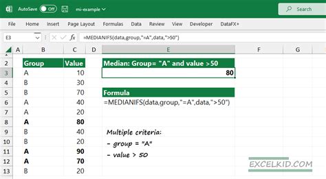 how to calculate median with criteria in excel