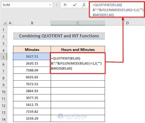 how to calculate minutes in excel formula