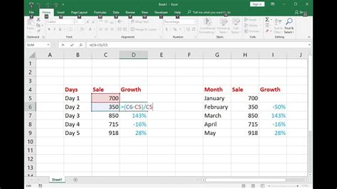 how to calculate month on month growth percentage in excel
