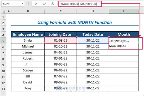 how to calculate months from date in excel