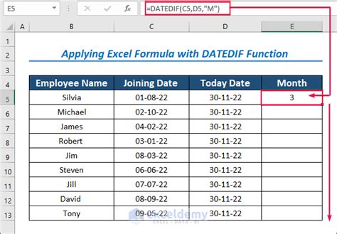 how to calculate months from date of joining in excel