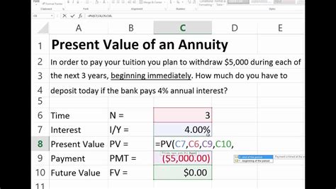 how to calculate net present value of an annuity in excel