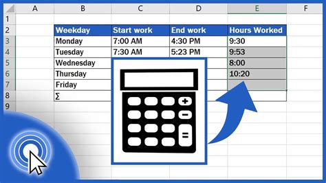 how to calculate no of hours in excel