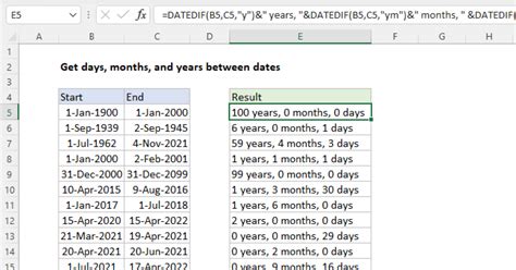 how to calculate no of years months and days in excel