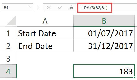 how to calculate number of days between two dates in excel