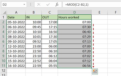 how to calculate number of hours in excel