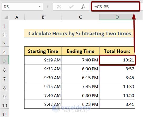how to calculate number of hours in excel between two times