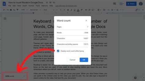 how to calculate number of words in google docs