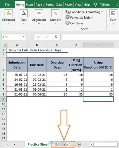 how to calculate overdue months in excel