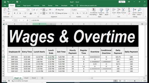 how to calculate overtime wages in excel