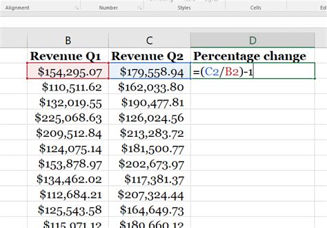 how to calculate percentage change in stock prices in excel