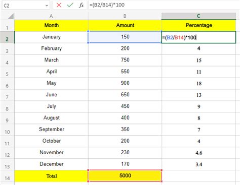 how to calculate percentage in excel without total