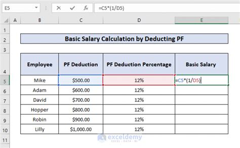 how to calculate pf percentage from salary