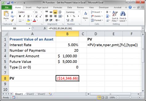 how to calculate present value formula in excel