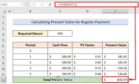 how to calculate present value in excel example
