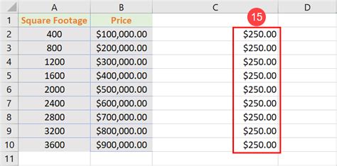 how to calculate price per square foot in excel