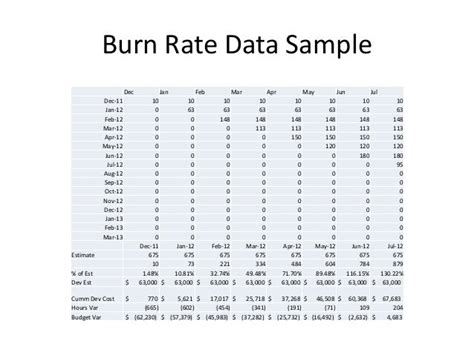 how to calculate project burn rate in excel