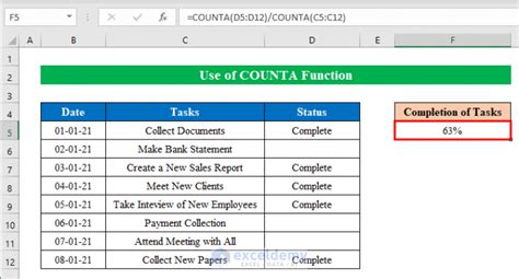 how to calculate project complete percentage in excel