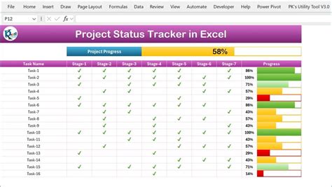 how to calculate project progress in excel