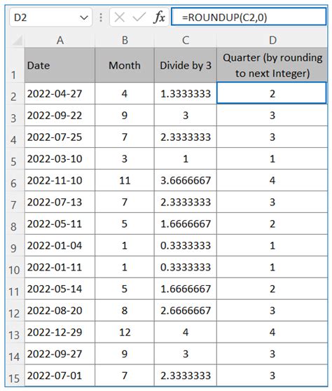 how to calculate quarters between two dates in excel