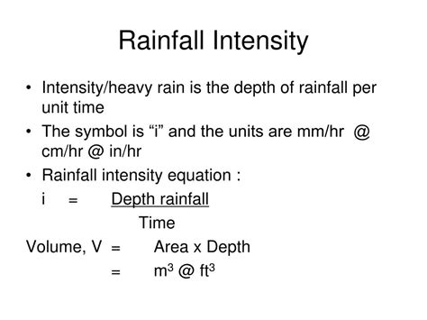 How To Calculate Rainfall Intensity From Monthly Rainfall Data