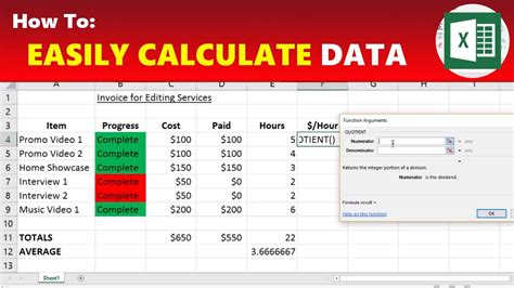 how to calculate rates in excel