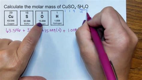 how to calculate relative formula mass of cuso4 5h2o