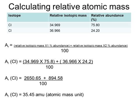 how to calculate relative mass of an element