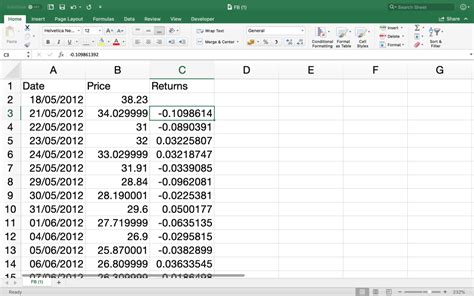how to calculate return on stock prices in excel