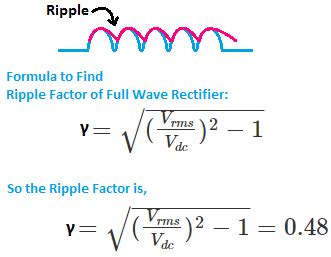 how to calculate ripple factor of full wave rectifier