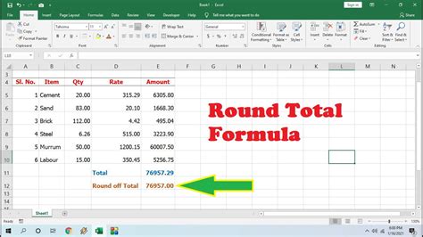 how to calculate round off formula in excel