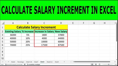 how to calculate salary increment percentage in excel
