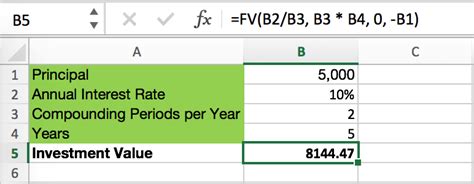 how to calculate semi annual compound interest in excel