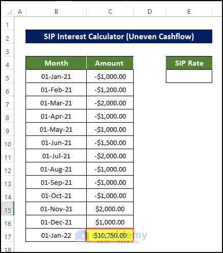 how to calculate sip interest rate in excel