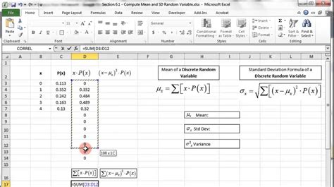 How To Calculate Standard Deviation Of A Discrete Random Variable In Excel