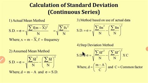 how to calculate standard deviation of continuous data