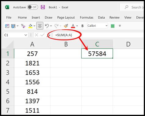how to calculate sum of whole column in excel