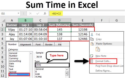 how to calculate sum time in excel