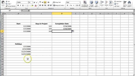 how to calculate target completion date in excel