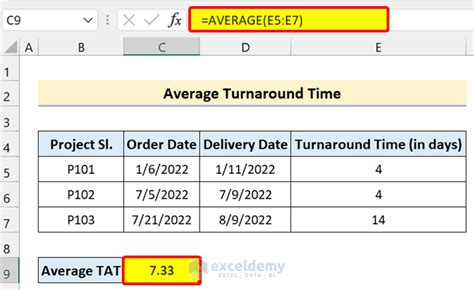 how to calculate tat percentage in excel