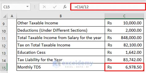 how to calculate tds on salary in excel format