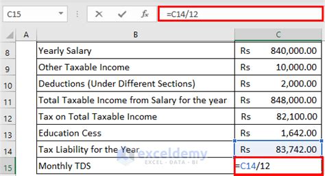 how to calculate tds on salary with example in excel format
