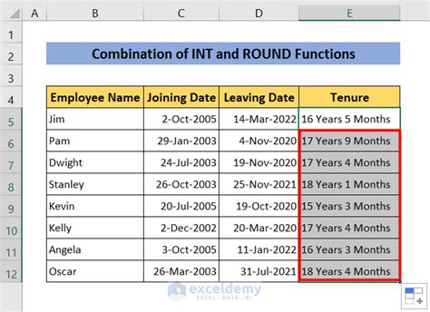 how to calculate tenure in years and months and days in excel from today