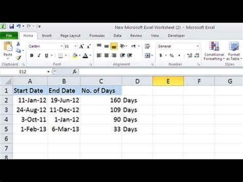 how to calculate the number of days in excel