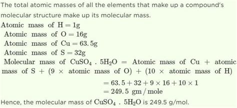 how to calculate the relative molecular mass of cuso4 5h2o