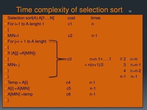how to calculate time complexity of selection sort