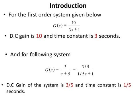 how to calculate time constant for first order system